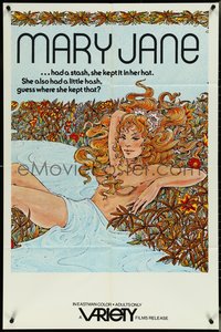 6y1202 MARY JANE 1sh 1972 artwork of sexy topless woman laying in field of marijuana!