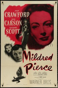 6y1210 MILDRED PIERCE 1sh 1945 James M. Cain, Joan Crawford in love triangle with her daughter!