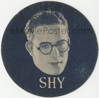 6y1382 GIRL SHY 3x3 window shade pull 1924 Harold Lloyd on 1 side, Jobyna Ralston on other!