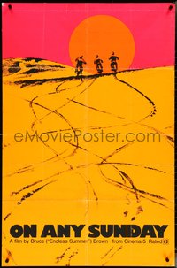 6y1235 ON ANY SUNDAY 1sh 1971 Bruce Brown classic, McQueen, motorcycles, sunset art, ultra rare!