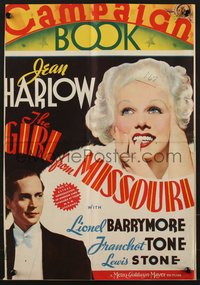 6y0454 GIRL FROM MISSOURI pressbook covers + herald 1934 beautiful Jean Harlow, Franchot Tone!