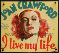 6y0456 I LIVE MY LIFE trimmed 12x13 pressbook cover 1935 classic Vincentini art of Joan Crawford!