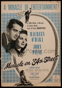 6y0043 MIRACLE ON 34th STREET pressbook 1947 Maureen O'Hara, John Payne, Gwenn, Natalie Wood, rare!