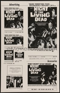 6y0462 NIGHT OF THE LIVING DEAD 2pg pressbook 1968 George Romero classic, they lust for human flesh!