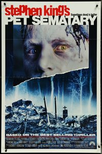 6y1247 PET SEMATARY 1sh 1989 Stephen King's best selling thriller, cool graveyard image!