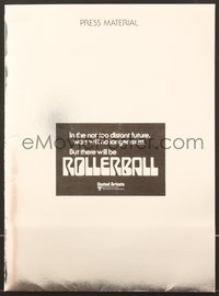 6y0318 ROLLERBALL foil presskit 1975 Bob Peak art, contains 6 supplements but NO stills, ultra rare!