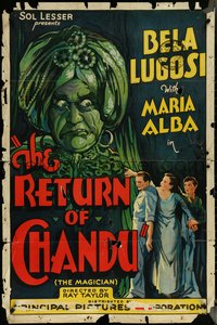 6y1269 RETURN OF CHANDU 1sh 1934 great artwork of spooky magician Bela Lugosi and cast, serial!