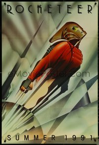 6y1276 ROCKETEER teaser DS 1sh 1991 Walt Disney, deco-style John Mattos art of him soaring into sky!