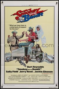 6y1303 SMOKEY & THE BANDIT 1sh 1977 Solie art of Burt Reynolds, Sally Field & Jackie Gleason!