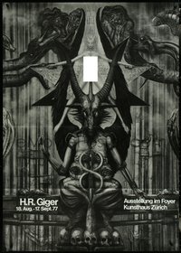6y0025 H.R. GIGER 36x50 Swiss museum/art exhibition 1977 from Necronomicon book cover, ultra rare!