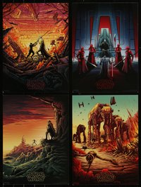 6y0259 LAST JEDI set of 4 IMAX 10x14 mini posters 2017 Star Wars, cool different art by Dan Mumford!