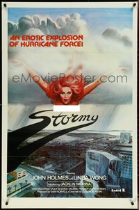 6y1315 STORMY 1sh 1980 an erotic explosion of hurricane force, wild art of flying naked woman, rare!