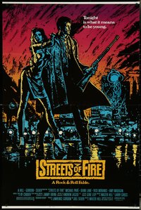 6y1318 STREETS OF FIRE 1sh 1984 Walter Hill, Michael Pare, Diane Lane, artwork by Riehm, w/ borders!