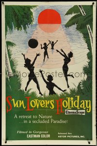 6y1321 SUN LOVERS' HOLIDAY 1sh 1960 a retreat to nature in a secluded paradise, girls on beach!