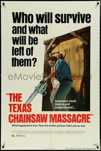 6y1339 TEXAS CHAINSAW MASSACRE 1sh 1974 Hooper cult classic slasher horror, Bryanston 1st release!
