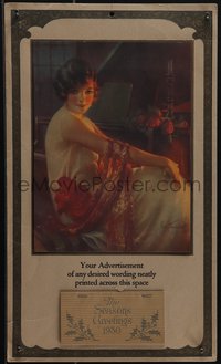 6y0022 GENE PRESSLER 10x17 sample calendar 1930 art of pretty woman seated by piano!