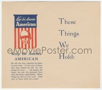 6y1385 THESE THINGS WE HOLD 2-sided 6x6 WWII flyer 1944 keep his America American, ultra rare!