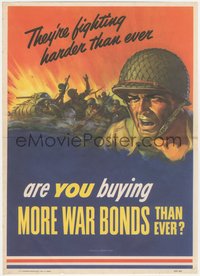 6y0286 THEY'RE FIGHTING HARDER THAN EVER 10x14 WWII war poster 1943 Hewitt artwork of soldier!