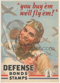 6y0287 YOU BUY 'EM WE'LL FLY 'EM 10x14 WWII war poster 1942 art of pilot & planes by Wilkinsons!
