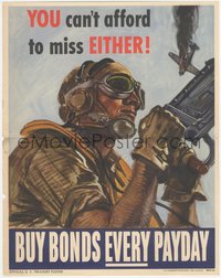 6y0288 YOU CAN'T AFFORD TO MISS EITHER 11x14 WWII war poster 1944 Sawyers art of plane shot down!