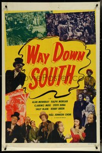 6y1368 WAY DOWN SOUTH 1sh R1948 Clarence muse co-wrote and starred, ultra rare!
