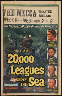 6y0193 20,000 LEAGUES UNDER THE SEA WC 1955 Jules Verne underwater classic, wonderful art!