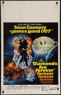6y0198 DIAMONDS ARE FOREVER WC 1971 art of Sean Connery as James Bond 007 by Robert McGinnis!