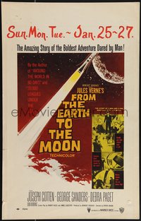 6y0202 FROM THE EARTH TO THE MOON WC 1958 Jules Verne's boldest adventure dared by man!