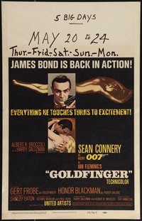 6y0205 GOLDFINGER WC 1964 two great images of Sean Connery as James Bond 007 & golden girl!