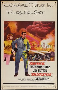 6y0208 HELLFIGHTERS WC 1968 John Wayne as fireman Red Adair, Katharine Ross, blazing inferno!