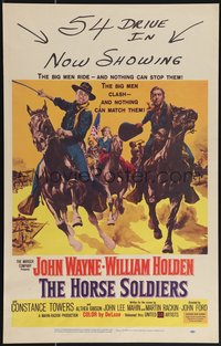 6y0212 HORSE SOLDIERS WC 1959 art of U.S. Cavalrymen John Wayne & William Holden, John Ford