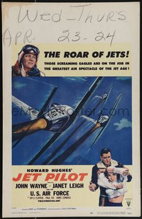 6y0216 JET PILOT WC 1957 John Wayne & sexy Janet Leigh, art of jets, Howard Hughes, ultra rare!