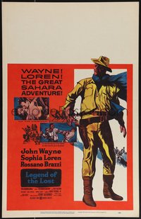 6y0218 LEGEND OF THE LOST WC 1957 full-length art of John Wayne & sexy Sophia Loren in Africa!