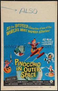 6y0226 PINOCCHIO IN OUTER SPACE WC 1965 great sci-fi cartoon artwork, explore new worlds of wonder!