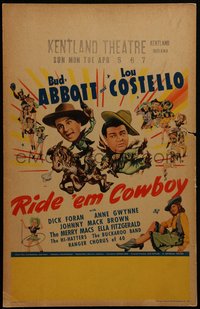 6y0229 RIDE 'EM COWBOY WC 1942 Bud Abbott & Lou Costello, great art of sexy cowgirls, very rare!