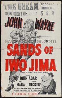 6y0232 SANDS OF IWO JIMA WC 1950 art of World War II Marine John Wayne in full uniform, ultra rare!