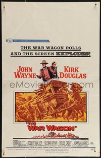6y0239 WAR WAGON WC 1967 cowboys John Wayne & Kirk Douglas, western armored stagecoach artwork!