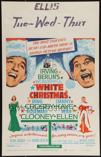 6y0241 WHITE CHRISTMAS WC R1961 Bing Crosby, Danny Kaye, Clooney, Vera-Ellen, Irving Berlin classic!