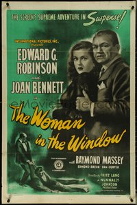 6y1376 WOMAN IN THE WINDOW 1sh 1944 Fritz Lang, art of Edward G. Robinson & sexy Joan Bennett!
