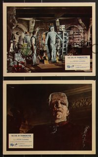 6y1466 EVIL OF FRANKENSTEIN 8 color English FOH LCs 1964 Hammer horror, Cushing w/ monster!