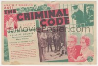 6y1415 CRIMINAL CODE herald 1931 Karloff shown, Walter Huston, Phillips Holmes, Hawks, ultra rare!