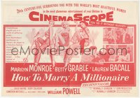 6y1423 HOW TO MARRY A MILLIONAIRE herald 1953 Marilyn Monroe, Betty Grable & Bacall, ultra rare!