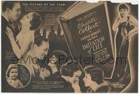 6y1424 IMITATION OF LIFE herald 1934 Claudette Colbert, Warren William, by Fannie Hurst, rare!