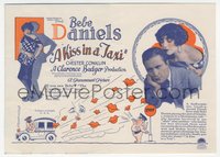 6y1428 KISS IN A TAXI herald 1927 art of Bebe Daniels getting the kiss that named this movie, rare!