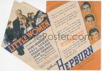 6y1431 LITTLE WOMEN die-cut herald 1933 Katharine Hepburn, Joan Bennett, Dee, Parker, Alcott, rare!