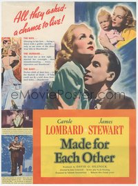 6y0407 MADE FOR EACH OTHER herald 1939 great images of Carole Lombard & James Stewart, ultra rare!