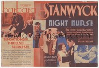 6y1436 NIGHT NURSE herald 1931 pre-Code Barbara Stanwyck, Ben Lyon, Joan Blondell, ultra rare!