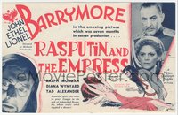 6y1442 RASPUTIN & THE EMPRESS herald 1932 Barrymores, John, Ethel & Lionel 1st time together, rare!