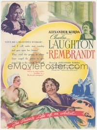 6y0410 REMBRANDT herald 1936 Charles Laughton as the famous Dutch artist w/Lanchester, ultra rare!