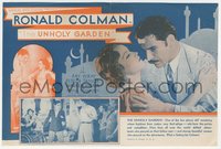 6y1452 UNHOLY GARDEN herald 1931 Ronald Colman, Ben Hecht & Charles MacArthur, ultra rare!